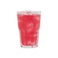 Red soda cool drink in glass with ice cube isolated on white background with Clipping Path Royalty Free Stock Photo