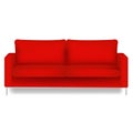 Red Sofa Isolated White Background Royalty Free Stock Photo