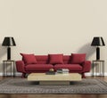 Red sofa in a modern contemporary living room Royalty Free Stock Photo