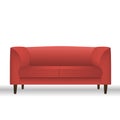 Red sofa for modern living room reception or lounge single object realistic design.