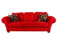 Red sofa with modern pillows Royalty Free Stock Photo