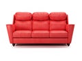 red sofa with pillows isolated on white Royalty Free Stock Photo