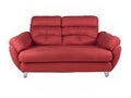 red sofa with pillows isolated on white Royalty Free Stock Photo