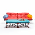 Kitsch And Camp Charm: Red, Black, And Blue Couch Table For Camping