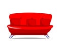 Red sofa with three pillows free vector illustration