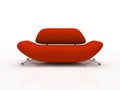 Red sofa on white background insulated