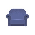 Red soft armchair. Retro couch flat illustration