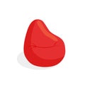 Red soft pillow, pouf for sitting isolated on a white background. Comfortable fluffy seat, beanbag, upholstered