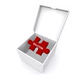 Red Solution puzzle piece in white box Royalty Free Stock Photo