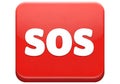 Red sos button icon with white text on a white background Royalty Free Stock Photo