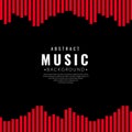 Red sound wave frame. Square equalizer frame with line patterns isolated on black background. Border musician logo template. Audio Royalty Free Stock Photo