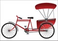 Red southeast asia tricycle with passenger cover