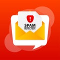 Red spam detected icon. Phishing scam. Hacking concept. Cyber security concept. Alert message Royalty Free Stock Photo