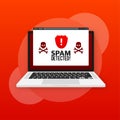 Red spam detected icon. Phishing scam. Hacking concept. Cyber security concept. Alert message Royalty Free Stock Photo
