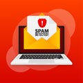 Red spam detected icon. Phishing scam. Hacking concept. Cyber security concept. Alert message Royalty Free Stock Photo