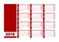 Red 2019 Spanish calendar