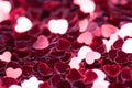 Red sparkle heart background. bright and festive. St. Valentine`s concept of greeting. Macro photo Royalty Free Stock Photo