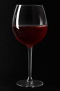Red sparkling wine glass on black background