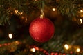 Red Sparkly Christmas Bauble Decoration Royalty Free Stock Photo