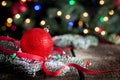 Red Sparkly Christmas Ornament Bokeh Background