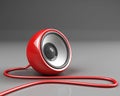 Red speaker with cable Royalty Free Stock Photo