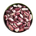 Red speckled kidney beans in round bowl isolated Royalty Free Stock Photo