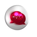 Red Speech bubble mom icon isolated on transparent background. Happy mothers day. Silver circle button.