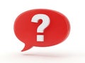 Red speech bubble with question mark isolated on white background Royalty Free Stock Photo