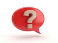 Red speech bubble with question mark isolated on white background Royalty Free Stock Photo