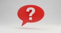 A red speech bubble with a question mark on a light gray background Royalty Free Stock Photo
