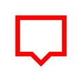 Red speech bubble sign isolated on white, bubble speak icon trendy flat design, simple square dialog message for icon, speech
