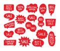 Red speech bubbles with Different Sale words, Sale sticker, badges, poster, Label and More, Vector
