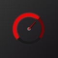 Red speedometer on carbon background