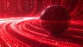 Red Sphere with Binary Code in a Tunnel of Swirling Red Light Trails and Particles 225360 Royalty Free Stock Photo