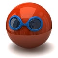 Red sphere with sunglasses
