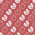 Red Spicy Chicken Meal Vector Graphic Art Seamless Pattern