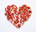 Red spicy chili peppers in heart shape Royalty Free Stock Photo