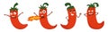 Red Spicy Chilli Pepper Character. Hot Mexican Jalapeno With Smiling Or Worried Face, Extremely Super Hot Chili Mascot