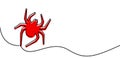 Red spider drawn by single line Royalty Free Stock Photo