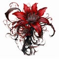 red spider lily blackout tattoo style on white background , generated by AI. Royalty Free Stock Photo