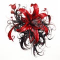 red spider lily blackout tattoo style on white background , generated by AI. Royalty Free Stock Photo