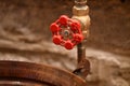 Red Spiget Knob on Copper piping Royalty Free Stock Photo