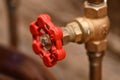 Red Spiget Knob on Copper piping Royalty Free Stock Photo