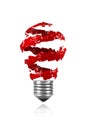 Red spiral paint trace made light bulb Royalty Free Stock Photo