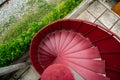 Red spiral staircase from a plan angle Royalty Free Stock Photo