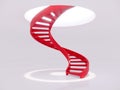 red spiral staircase in white space, 3d Royalty Free Stock Photo