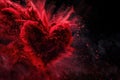 Red splash in the shape of a heart on black background. Royalty Free Stock Photo