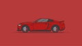 Red sport american muscle car flat design vector background illustration