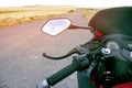 Red sport bike stands on the track Royalty Free Stock Photo