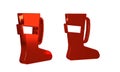 Red Sport boxing shoes icon isolated on transparent background. Wrestling shoes.